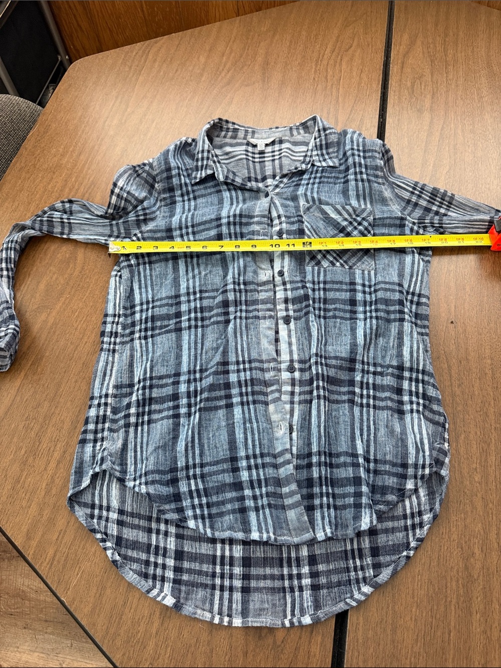 Lucky Brand Gray and Blue Plaid Button-Up Shirt